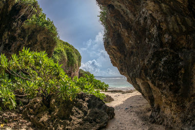 Scenic view of rocks against sky