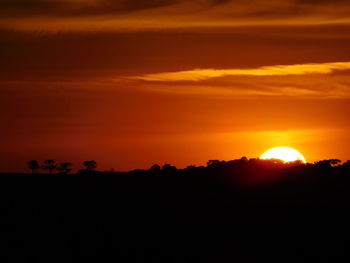 Scenic view of silhouette landscape against sky during sunset