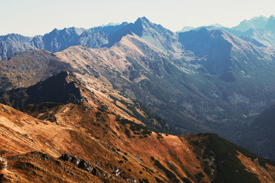 Mountain landscape in tatra national park in poland. popular tourist attraction. beauty of nature