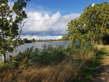 Scenic view of lake against sky