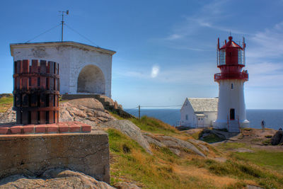 Lighthouse against cloudy sky