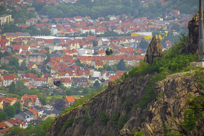 High angle view of buildings in city