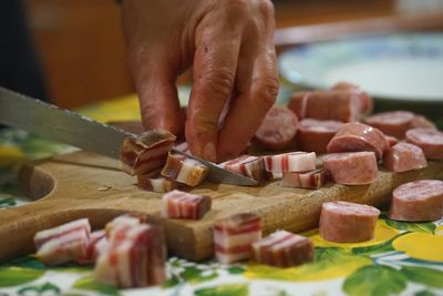 Close-up of person preparing food