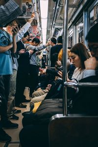 Group of people in train