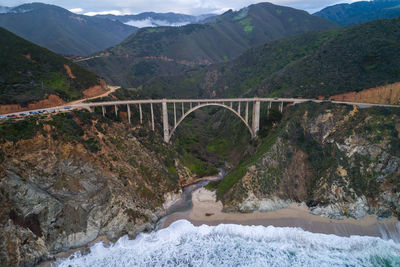 Bixby creek bridge also known as bixby canyon bridge, on the big sur coast of california. drone