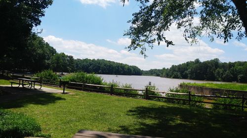 Scenic view of lake against sky