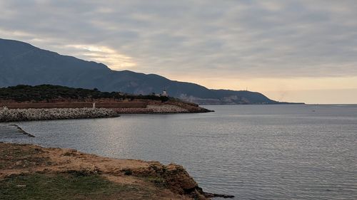 Scenic view of sea against sky during sunset