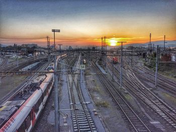 Railroad track at sunset