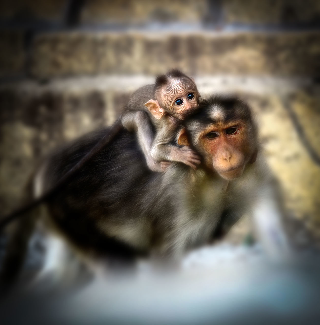 MONKEY SITTING ON ROCK