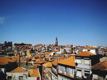 Townscape against blue sky