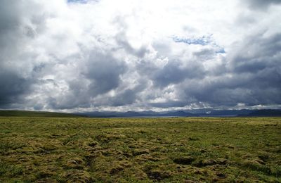 Scenic view of landscape against cloudy sky