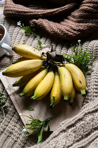 High angle view of fruits on table