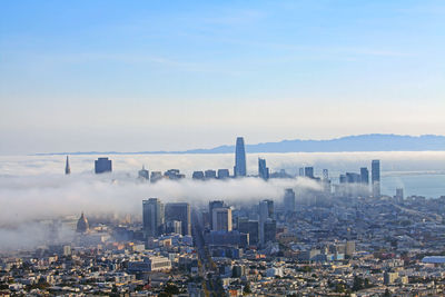Morning fog at downtown san francisco, california