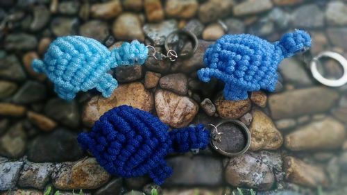 Close-up of blue painted on table