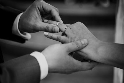 Close-up of couple hands