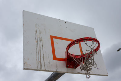 Low angle view of basketball hoop against sky