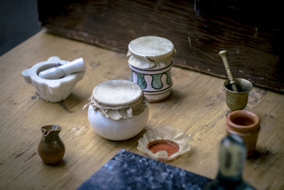 High angle view of food on table