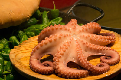 Close-up of octopus in plate