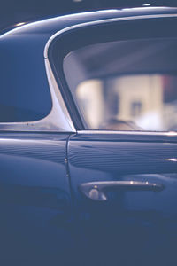 Close-up of blue car