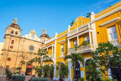 Low angle view of iglesia de san pedro claver dome against sky