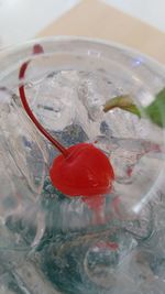 High angle view of ice cream in water