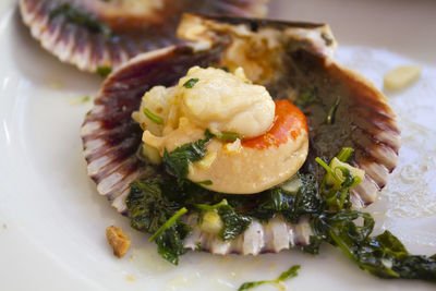 Close-up of fish served in plate