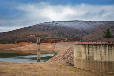 Bridge over river against sky