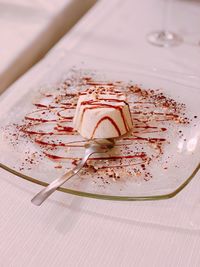 Close-up of ice cream in plate on table