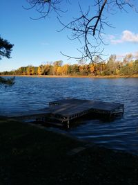 Scenic view of calm lake against sky