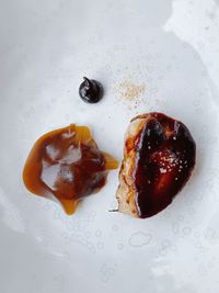 High angle view of breakfast served in plate