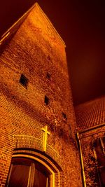 Low angle view of illuminated built structure