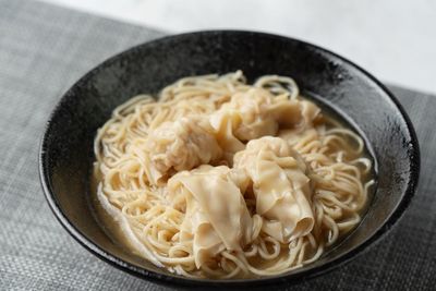 High angle view of noodles in bowl