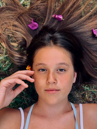 Close-up portrait of a beautiful young woman