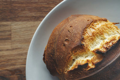 High angle view of bread in plate