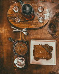 High angle view of food on table