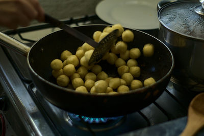 Making fried mashed potatoes puff in the kitchen, homemade food