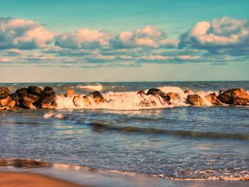 Scenic view of sea against sky before sunset