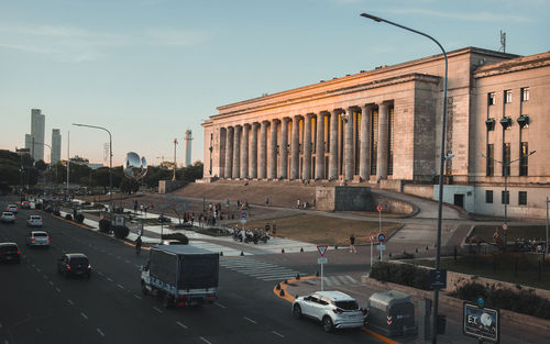 High angle view of city street