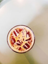 High angle view of drink on table