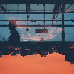 Multiple image of man and city