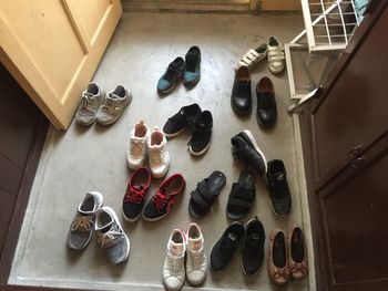 High angle view of shoes on table