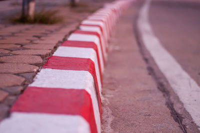 Surface level of empty road along footpath