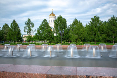 View of temple against trees