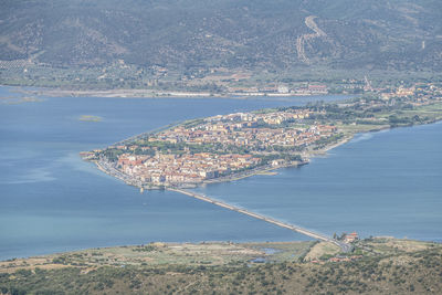 Aerial view of the lagoon of orbetello