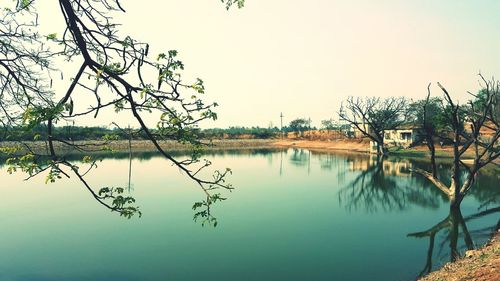 Scenic view of lake against sky