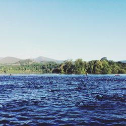 Scenic view of lake against clear sky