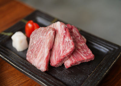 Close-up of food on cutting board