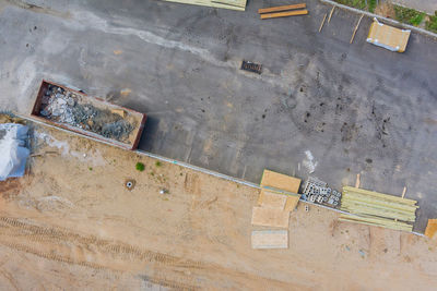 High angle view of building at construction site