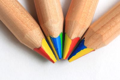 High angle view of multi colored pencils