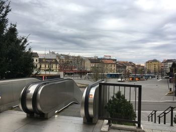 View of buildings against cloudy sky